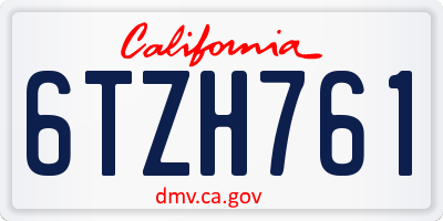 CA license plate 6TZH761
