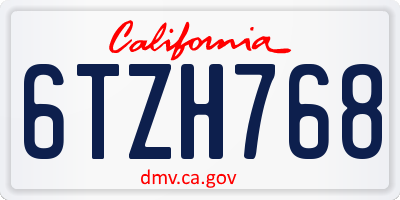 CA license plate 6TZH768