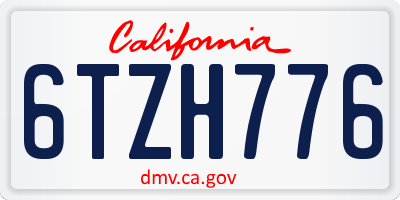 CA license plate 6TZH776