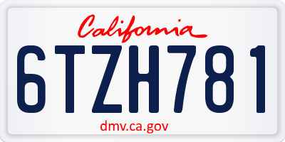 CA license plate 6TZH781