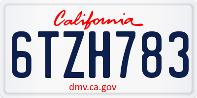 CA license plate 6TZH783