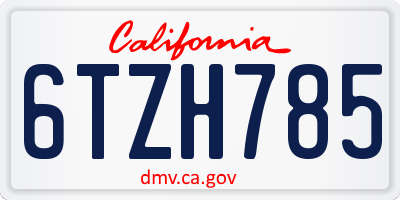 CA license plate 6TZH785