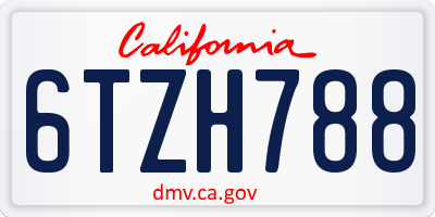 CA license plate 6TZH788