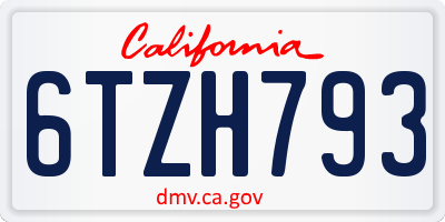 CA license plate 6TZH793