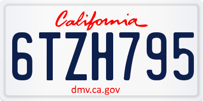 CA license plate 6TZH795