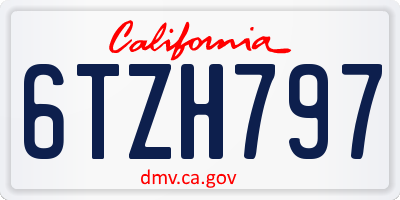 CA license plate 6TZH797