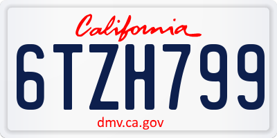 CA license plate 6TZH799