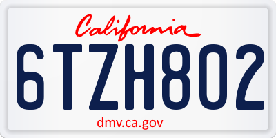 CA license plate 6TZH802