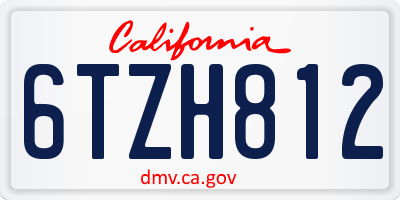 CA license plate 6TZH812