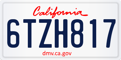 CA license plate 6TZH817