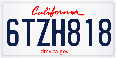 CA license plate 6TZH818