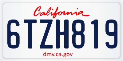 CA license plate 6TZH819