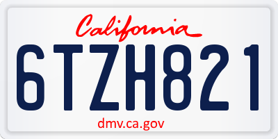 CA license plate 6TZH821