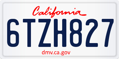 CA license plate 6TZH827