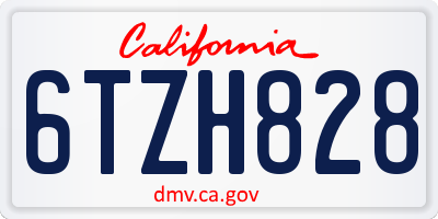 CA license plate 6TZH828