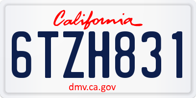 CA license plate 6TZH831