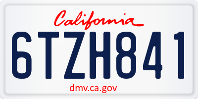 CA license plate 6TZH841