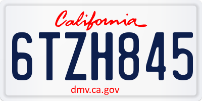 CA license plate 6TZH845