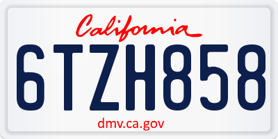 CA license plate 6TZH858