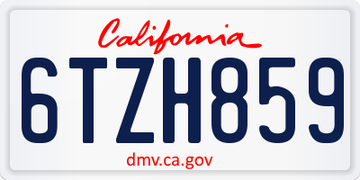 CA license plate 6TZH859
