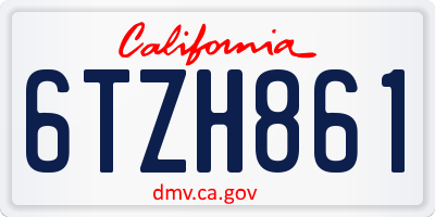 CA license plate 6TZH861