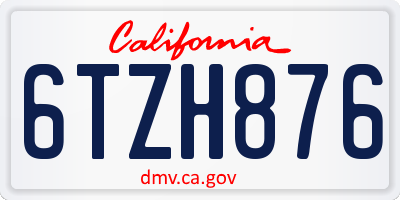 CA license plate 6TZH876