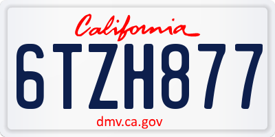 CA license plate 6TZH877