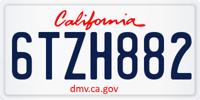 CA license plate 6TZH882