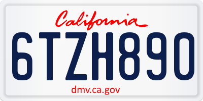 CA license plate 6TZH890