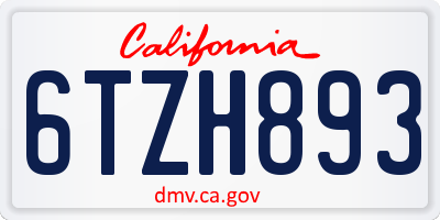 CA license plate 6TZH893