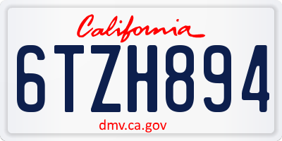 CA license plate 6TZH894