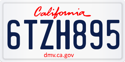 CA license plate 6TZH895