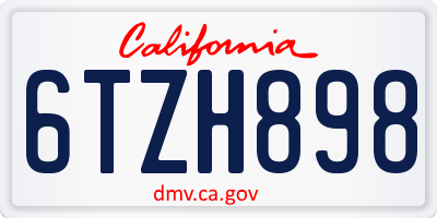CA license plate 6TZH898