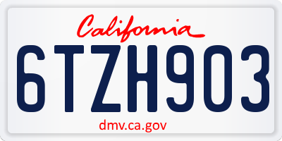 CA license plate 6TZH903
