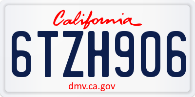 CA license plate 6TZH906