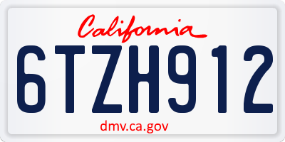 CA license plate 6TZH912