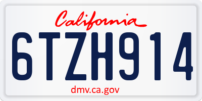 CA license plate 6TZH914