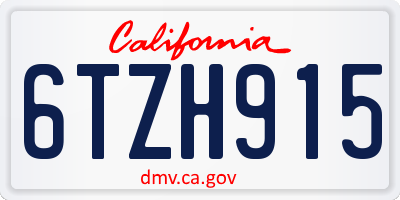 CA license plate 6TZH915