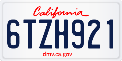 CA license plate 6TZH921