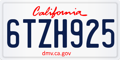 CA license plate 6TZH925