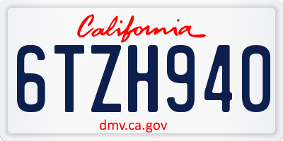 CA license plate 6TZH940