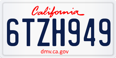 CA license plate 6TZH949