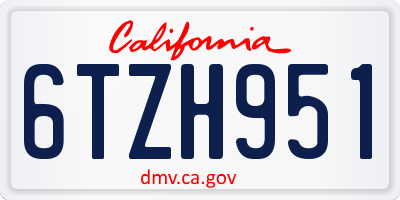 CA license plate 6TZH951