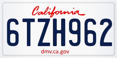 CA license plate 6TZH962