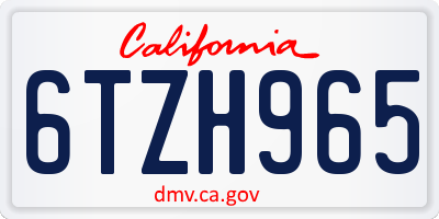 CA license plate 6TZH965