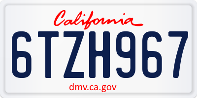 CA license plate 6TZH967