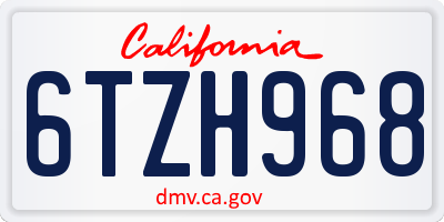 CA license plate 6TZH968