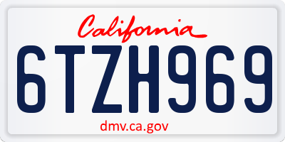 CA license plate 6TZH969