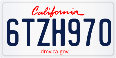 CA license plate 6TZH970