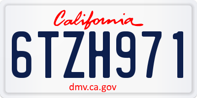 CA license plate 6TZH971